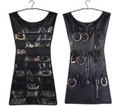 Niucom vestido organizador de joyas y bisutería, almacenamiento de joyería con 30 compartimentos con forma de vestido para armario con percha, anillos, pendientes, colgantes