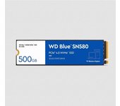 WD Blue SN580 500GB, M.2 NVMe SSD, PCIe Gen4 x4, con hasta 4.000 MB/s de velocidad de lectura.