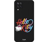 Funda original compatible con Samsung Galaxy A12 4G/5G - M12 4G Negro con un diseño de Hello Kitty Caligrafica