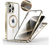 Aluminum Alloy Frame Protective Case ,For iPhone 15 14 Pro Max Magnetic Galaxy Wireless Charging HD Full Screen Protective Box