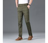 Luxury Brand Men's Stripe Plaid Casual Pants Men Army Green Four Seasons High Quality Business Trousers Men's Slim Straight Pant
