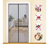 Mosquitera Puerta Magnetica Corredera Cortina (90x210, Negro)