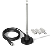 Antena DAB+ FM para radio, antena digital telescópica de uso interior con base magnética y cable de extensión de 3 m, para sintonizadores de radio DAB FM de 75 ohmios, receptores de estéreo y receptores AV HiFi.