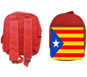 MERCHANDMANIA PACK MOCHILA ROJA Y ESTUCHE CATALUÑA BANDERA EMBLEMA LOGO nacion comunidad school material