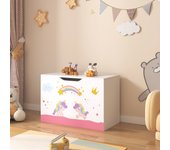 Juguetero para niños Oleiros motivo unicornio aglomerado 40 x 60 x 30 cm multicolor [en.casa]