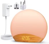 Wood Grain Sunrise Alarm Clock & Sound Machine Nightlight,Digital Dimmable Clock for Bedroom,26 Sleep Sounds,for Baby,Adults,Kid