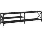Mueble TV combinadoMueble para TV metal y madera contrachapada negro 200x40x50 cm