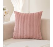Corduroy Throw Pillow Covers 18x18  Striped Decor Pillowcase for Living Room Bed Soft Couch Cushion Cover for Sofa Beige White