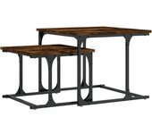 vidaXL Mesa de centro apilable 2 pzas madera ingeniería Negro, Roble Sonoma, Roble ahumado Mesita de Salón o Comedor o Auxiliar Mesa de Café Meuble Salón
