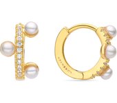 Pendientes Luxenter Ahud de Perla Blanca,acabados en oro amarillo de 18 quilates