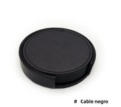 6 Pcs Artificial Leather Coasters Marble Style with Holder  Drink Coaster for Bar Kinds of Cup Kitchen Dining Table Decor