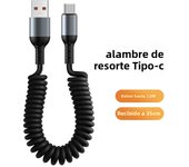 100W 6A Cable Fast Charging Spring Pull Telescopic Cord Type C To Type C for Samsung Xiaomi Oppo Huawei Usb C Car Charger Cable