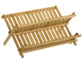 Dcasa Escurreplatos de 2 alturas marrón de bambú oriental