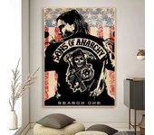 Sons Of Anarchy American TV Series Poster Fancy Wall Sticker for Living Room Bar Vintage Decorative Painting Middle Bedroom