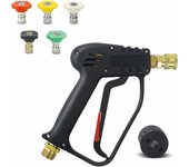 Pistola de lavado a presión, 4000 PSI, interfaz M22 (14 mm) e interfaz rápida Karcher con 5 puntas de boquilla de agua para lavado de autos