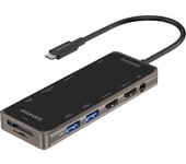 Promate Primehub-Pro Hub USB-C 11-en-1 con 100W PD, HDMI 4K, 1080 VGA, Ethernet, Tarjeta SD/TF y 4x USB-A