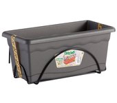 Plastiken Maceta Balconera Plato Integrado 40x24cm + Soporte Antracita