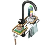 Escurridor de fregadero de aluminio repelente de insectos y animales, almacenamiento de esponja para soporte de grifo