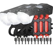 Bike Light Set Bicycle Headlight Taillight Rechargeable Front and Rear Set MTB Bike Flashlight Cycling Lamp Bicycle Accessories