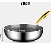316 Stainless Steel Wok Deep Frying Pan Nonstick Cooking Fried Steak Gas Stove Pot Induction General Saucepan Kitchen Cookware