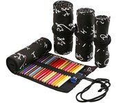 24 Holes Roll Art Pencil Case Korean Style Canvas Student Pencil Bag Paint Brush Art Holder Student Supplies Stationery