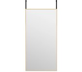 Espejo de Puerta Cristal y Aluminio Dorado 40x80 cm, Espejo de maquillaje