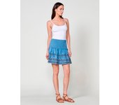 Koroshi Falda Corta Efecto Denim Azul para Mujer