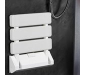 Asiento de Ducha Plegable de Pared - Capacidad de Carga 130 kg - Asiento de Ducha Plegable - Taburete Plegable para Baño - Taburete de Pared Plegable en Color Blanco.