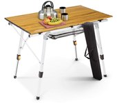 AREBOS Mesa de camping 120 x 70 cm mesa rodante aluminio mesa plegable exterior