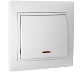 SOLERA Pulsador Luz Luminoso 10A 250V Empotrar Termoplástico Blanco - 42910 Pulsador de luz luminoso + marco Material Eléctrico Interruptores