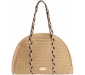 Bolso de hombro para mujer AMICHI Pura de rafia verde con cierrre de cremallera