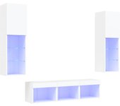Mueble TV combinadoMuebles de TV de pared con LED 5 pzas madera ingeniería blanco