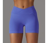 Crossover Waist Women Sport Shorts Yoga Shorts Gym Workout Running High Waist Yoga Shorts Push Up Hip Seamless Fitness Shorts