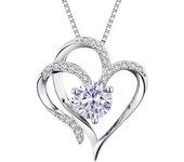 Collar con colgante de doble amor para mujer, collar de amor de circonita de moda de corazón a corazón, regalo del día de San Valentín