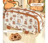 INS Capybara Four-layer Large Capacity Pen Bag Cute Cartoon Pencil Case Stationery Organizer Storage Bag For Students Gift