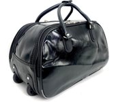 Coshano Bolsa de Viaje Maleta de Cabina Equipaje de Mano Bolso Plegable para avión con Ruedas Cuero Faux Negro
