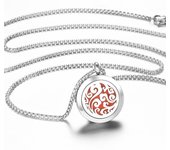 Flower of Life Stainless Steel Aromatherapy Necklace Diffuser Pendant Perfume Lockets Essential Oil Jewelry Titanium Steel Chain