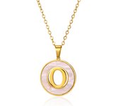 Stainless Steel Round White Necklaces For Women Gold Color  Initial Woman Man 26 Letters Pendant Chain Necklace Jewelry Gifts