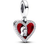 Pandora Charm Colgante Doble Corazón Rojo y Cerradura 793119C01 , para Mujer