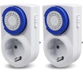 Enchufe Eléctrico Temporizador Mecánico de 24 Horas, Conmutación Cada 15 Minutos, Interruptor ON/Off, 230V 16A Blanco Extrastar