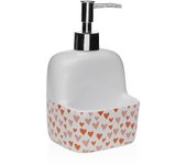 Dosificador Cocina Avalon Cerámica Blanca Corazones Rojos (10x9x18 cm)