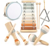 Juguetes para niños, instrumentos musicales, juguetes de madera para bebés, xilófono, tambor, juguetes Montessori de 3 años, juguetes musicales educativos para el desarrollo.