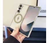 Magsafe Magnetic Wireless Charging Solid Color Plating Border Folding Phone Case For Samsung Galaxy Z Fold 6 5 4 3 Bumper Cover