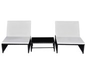 vidaXL Sillas de jardín reclinables con mesa 2 uds ratán PE Marrón y blanco, Negro y blanco, Gris Sillas de Exterior Ideal para jardín, playa, piscina, terraza Tumbona Piscina Tumbonas Playa Tumbonas Jardín Exterior
