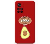 Funda Silicona Líquida Roja para Xiaomi POCO M4 Pro 5G diseño Vegan Life Dibujos