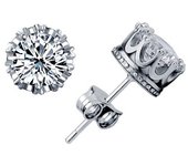 Sliver plated Fashion Jewelry 8MM Round 2 Carat Cubic Zirconia Stud Earrings for Women
