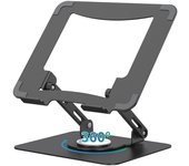 Soporte para portátil con base giratoria de 360 °, ergonómico, Altura ajustable multiángulo, plegable, de metal Estable, compatible con portátiles de 10 a 15,6 pulgadas, color Negro.