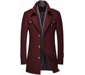 Thickened men's wool tweed trench coat scarf collar medium-length tweed coat coat men's clothing