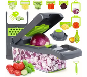 Cortador De Verduras Multifuncional 14/16 En 1 Con Mango Para Quitar La Película Y Cortar Alimentos Eco-amigable Plástico Acero Inoxidable Para Cocina