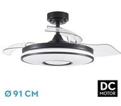 Ventilador DC FABRILAMP Dani Negro 3 Aspas - Potente Motor - Flujo de Aire Constante - Diseño Elegante